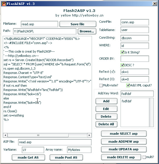 ASP\/AS代码自动生成工具1.3 英文绿色版