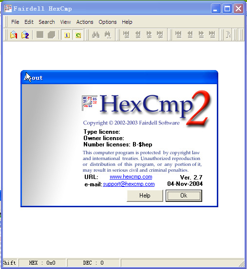 十六进制(二进制)文件对比工具(HexCMP)2.7 英