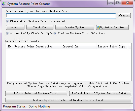 ϵͳԭ㴴(System Restore Point Creator)ͼ0