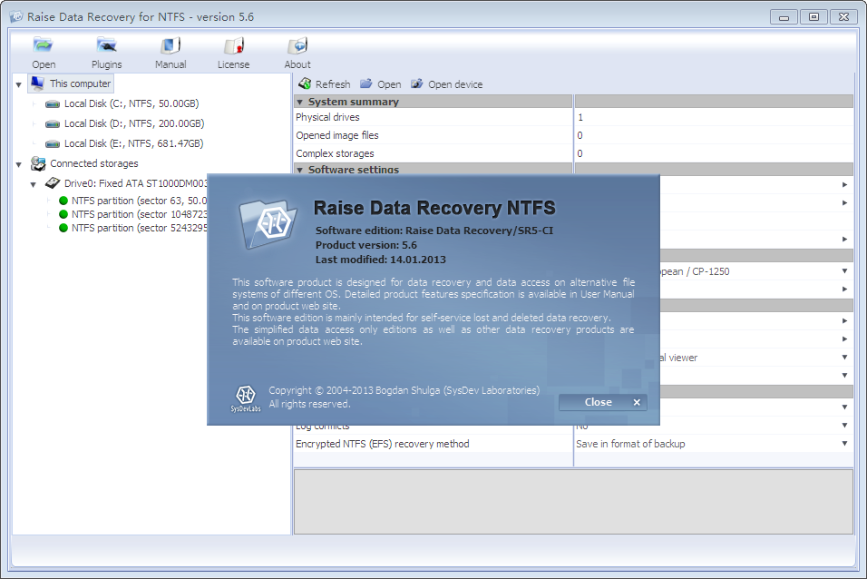 NTFSݻָ(Raise Data Recovery for NTFS)ͼ1