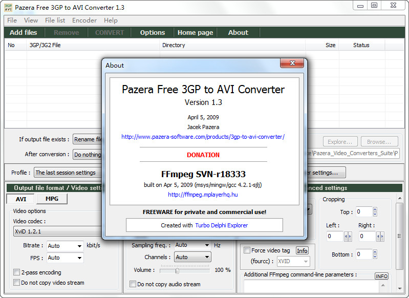 3GPתAVIת(Pazera Free 3GP to AVI Converter)ͼ1