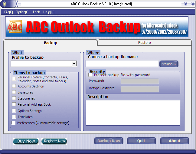 Outlookʼݹ(ABC Outlook Backup)ͼ0