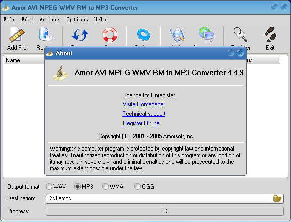 ƵļƵȡ(Amor AVI MPEG WMV RM to MP3 Converter)ͼ1