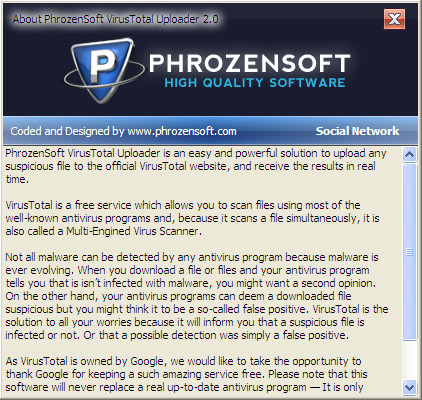 ɨ鶾(PhrozenSoft VirusTotal Uploader)ͼ2