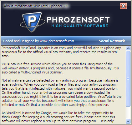 ھ鶾ܛ(PhrozenSoft VirusTotal Uploader)؈D2