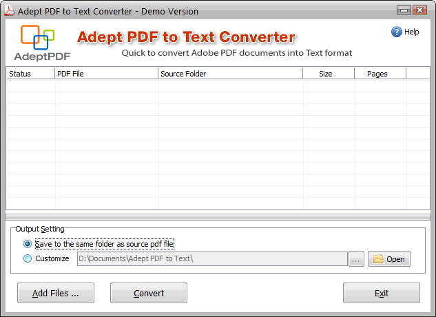 PDFתText(Adept PDF to Text Converter)ͼ0
