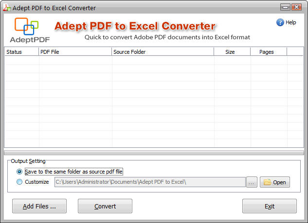 PDFתExcel(Adept PDF to Excel Converter)ͼ0