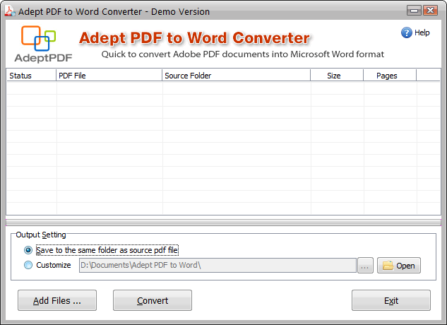 PDFתWord(Adept PDF to Word Converter)ͼ0