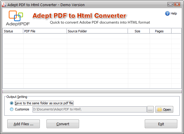 PDFתHtml(Adept PDF to Html Converter)ͼ0