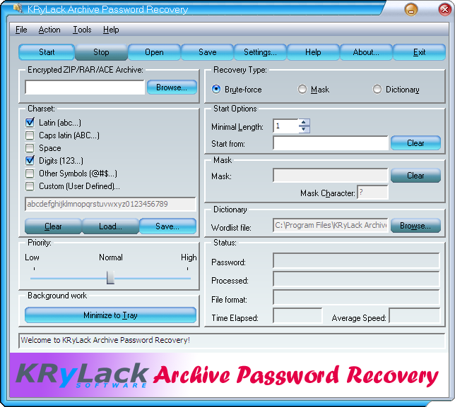 ѹƽ⹤(KRyLack Archive Password Recovery)ͼ0