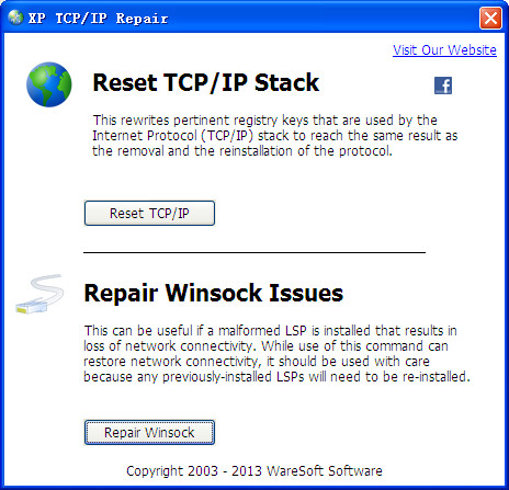 ޸WinsockԼTCP/IP(XP TCP/IP Repair)ͼ0