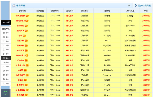 265G网页游戏开服表软件