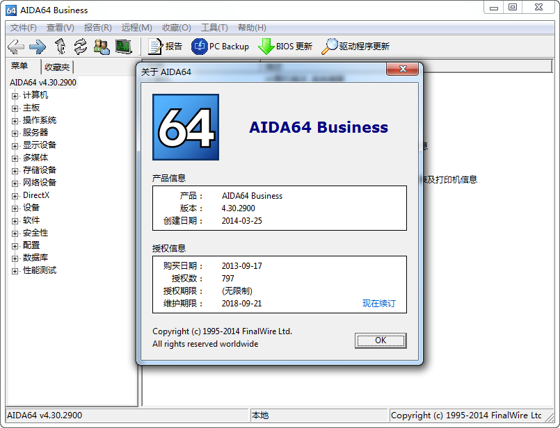 电脑硬件检测软件(AIDA64 Business)截图2