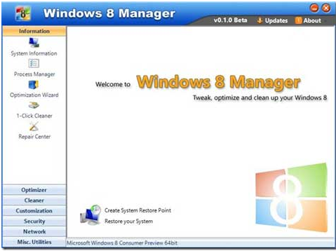 Win8Ż(Yamicsoft Windows 8 Manager)ͼ0
