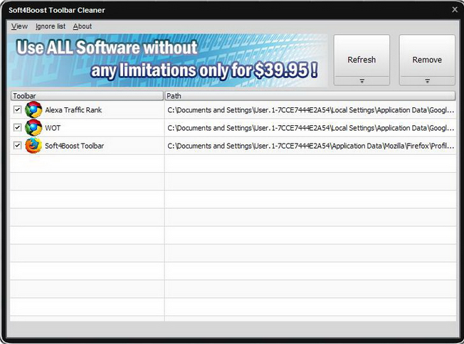 Soft4Boost Toolbar Cleanerߙ߽؈D0