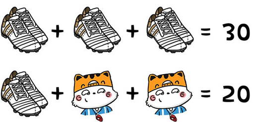 一双鞋子加两只猫等于20图片算术题答案  最近有一道智力题难道了大家