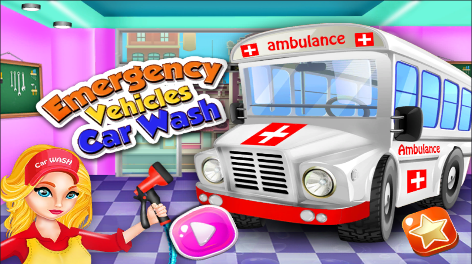Emergency Vehicles in Car Wash Salon((Autogarage))ͼ