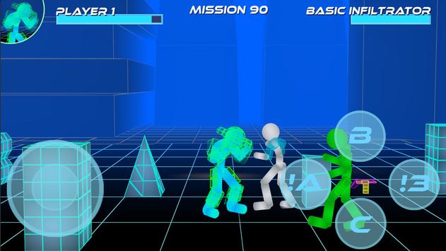 Stickman Neon Warriors: Street Fighting؈D