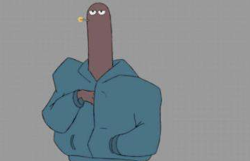 抖音抽烟转身竖中指动图表情包戴帽子版