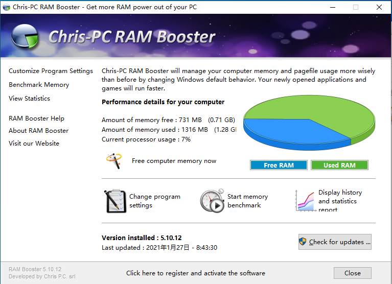 WindowsϵͳڴŻ(ChrisPC RAM Booster)ͼ1