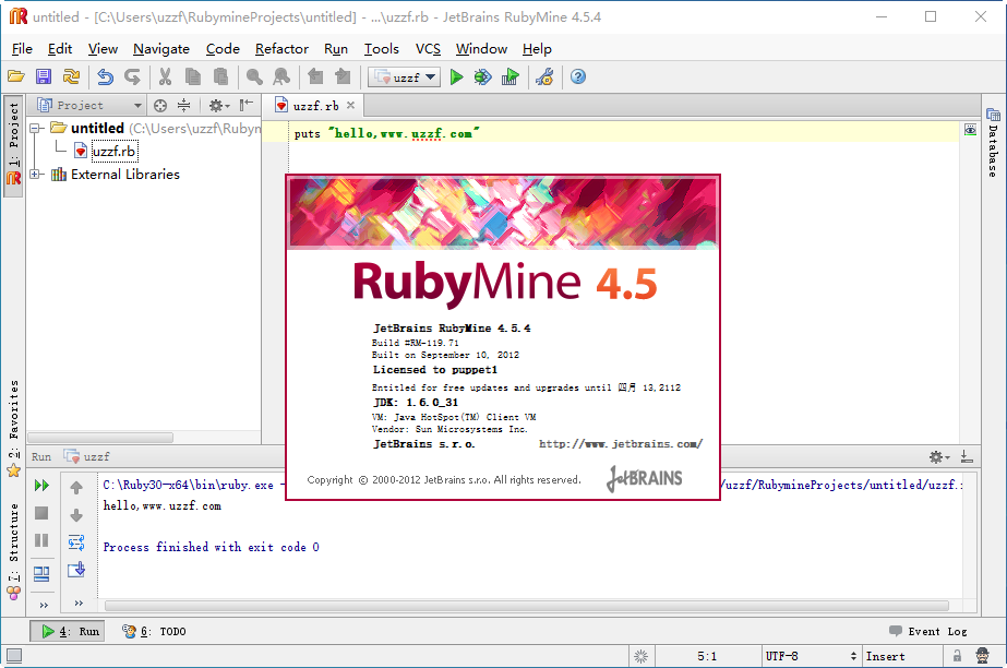 JetBrains RubyMine 4.5.4Ѱͼ1