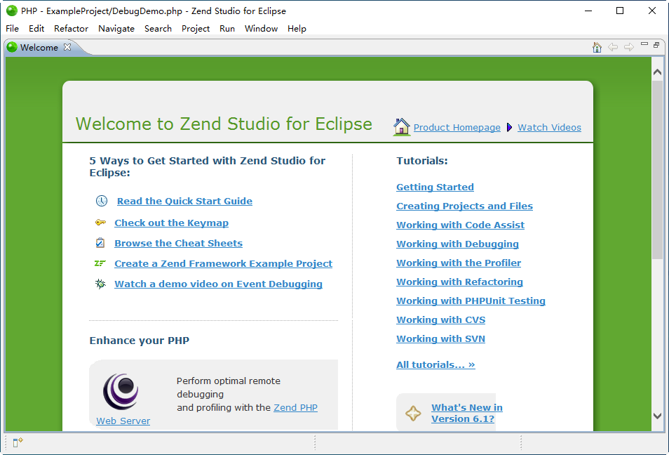 Zend Studio for Eclipse 6.1.2ٷͼ0