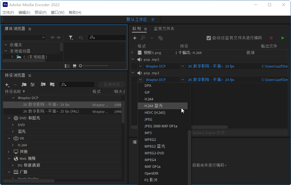 Adobe Media Encoder 2022中文版截�D3