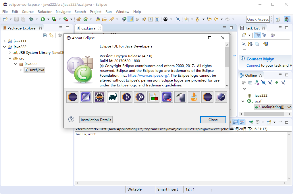 eclipse oxygen汾(Eclipse IDE for Java Developers)؈D1