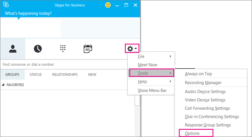  Skype for Business Уѡ񡰹ߡͼ꣬Ȼѡ񡰹ߡ>ѡ