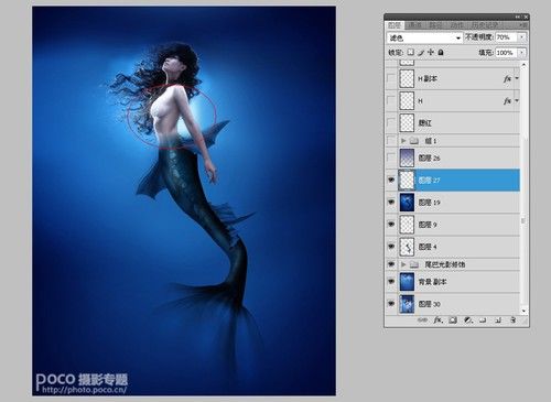 PS教程:PS合成海洋奇幻美人鱼小姐场景