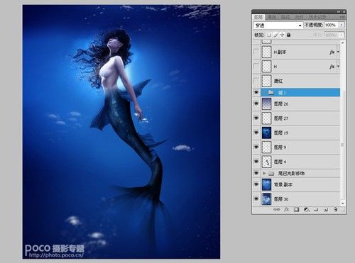 PS教程:PS合成海洋奇幻美人鱼小姐场景