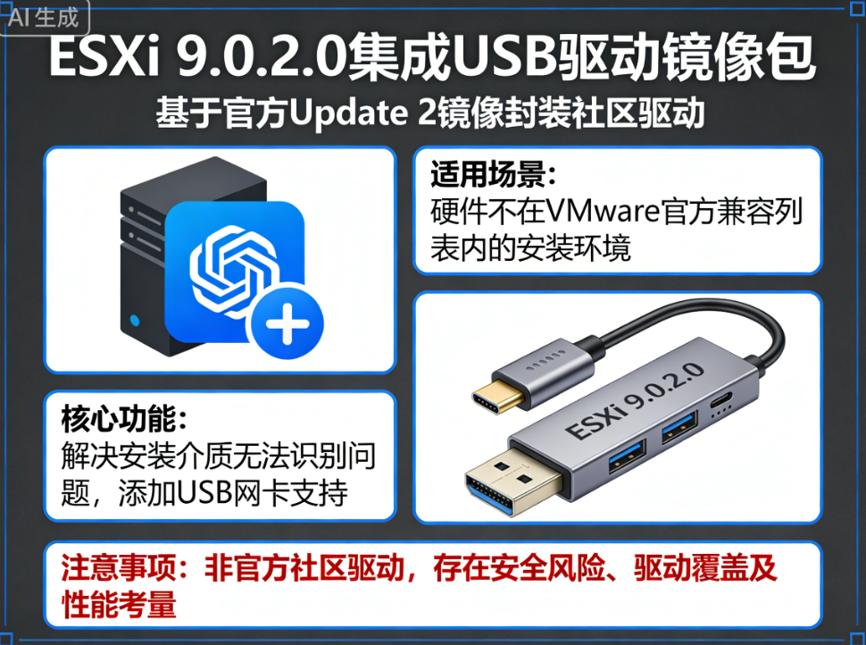 ESXi 9.0.2.0集成USB驱动镜像包好用吗 ESXi 9.0.2.0集成USB驱动镜像包如何下载安装 ESXi 9.0.2.0集成USB驱动镜像包好用吗 ESXi 9.0.2.0集成USB驱动镜像包如何下载安装