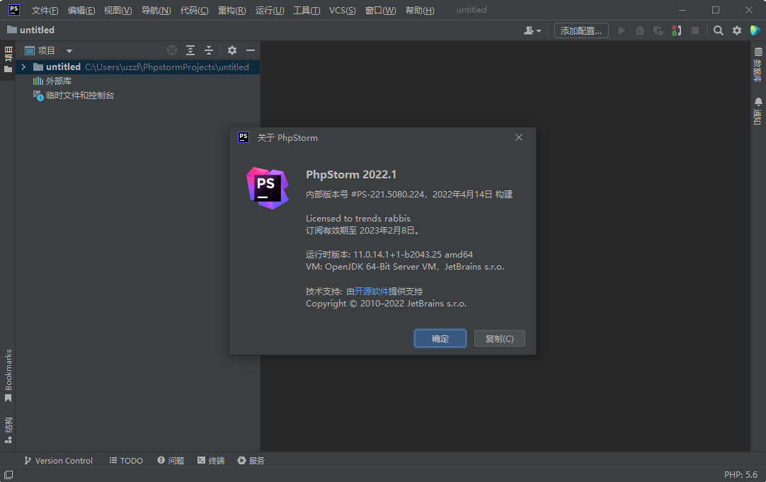 JetBrains PhpStorm 2022.1.3中文破解版截图2