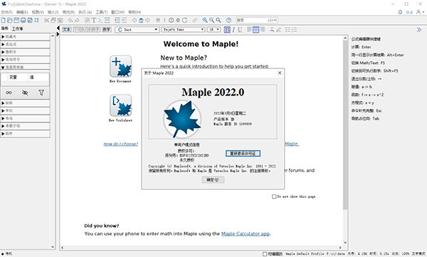 Maplesoft Maple 2022中文破解版截图0
